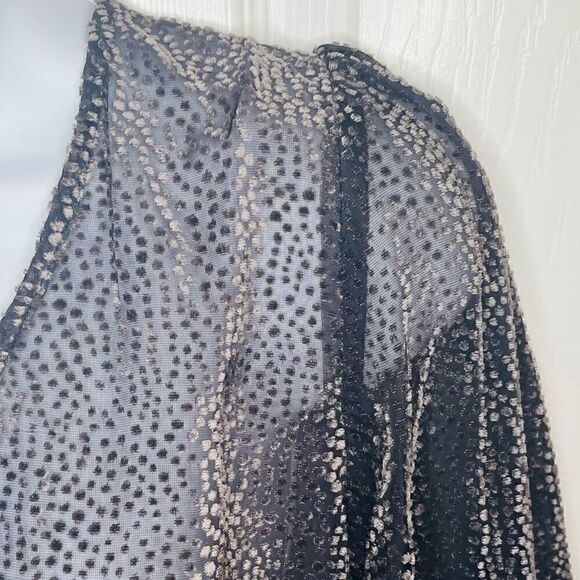 Modcloth Velvet Dot New Sheer's Eve Top Grey Black M - Picture 6 of 11